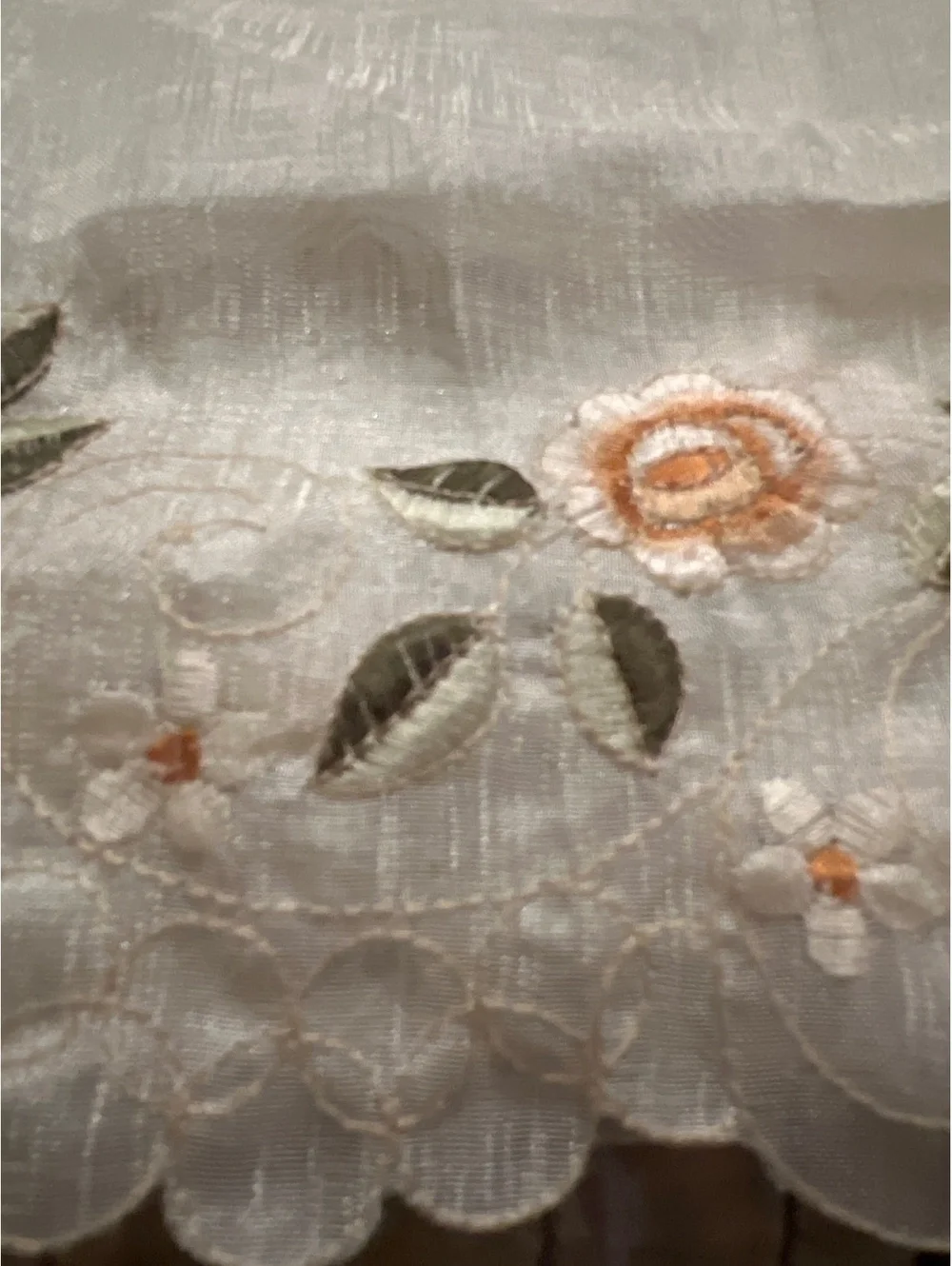Embroidered Floral Lace Curtain Panel